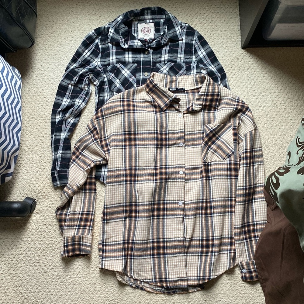 Two flannel shorts